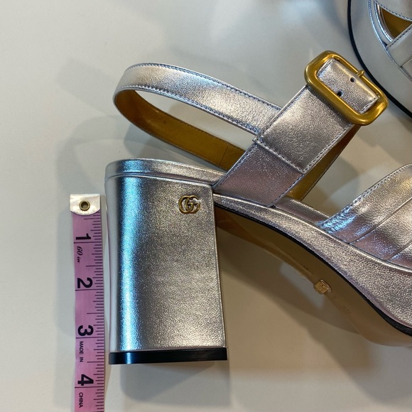 Gucci Silver Platform Block Heel Sandals - Picture 12 of 12